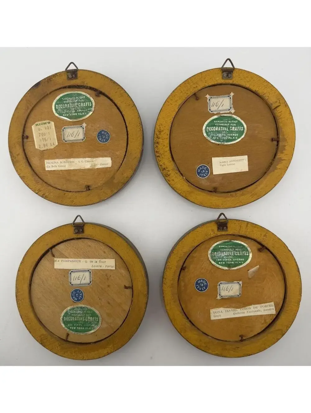 Vintage Paolina Borghese Round Portrait Frames Set 4 Gold Wall‎ Decor
